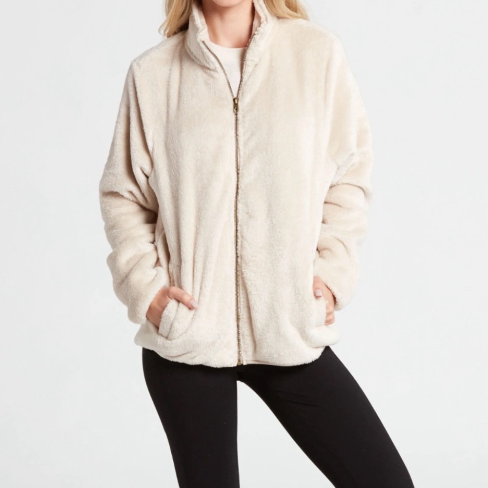 Volcom PHEELIN PHUZZY ZIP UP SOFT JACKET Women’s Size Medium Color: Bone